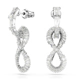 Swarovski Pendientes Hyperbola, Símbolo del infinito, Blancos, Baño de rodio