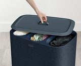 Joseph Joseph Tota Trio, Cesto de la ropa sucia con tapa, 90 litros, sistema de separación colada con 3 bolsos extraíbles con asas, Negro