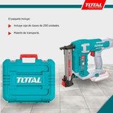 TOTAL - Clavadora a Batería 20V para Hormigón | 2 Clavos| Compatible ST18 | Cargador 65 Clavos | Modelo TCSTLI3805 | Herramienta Eléctrica con Maletín y Clavos Incluidos