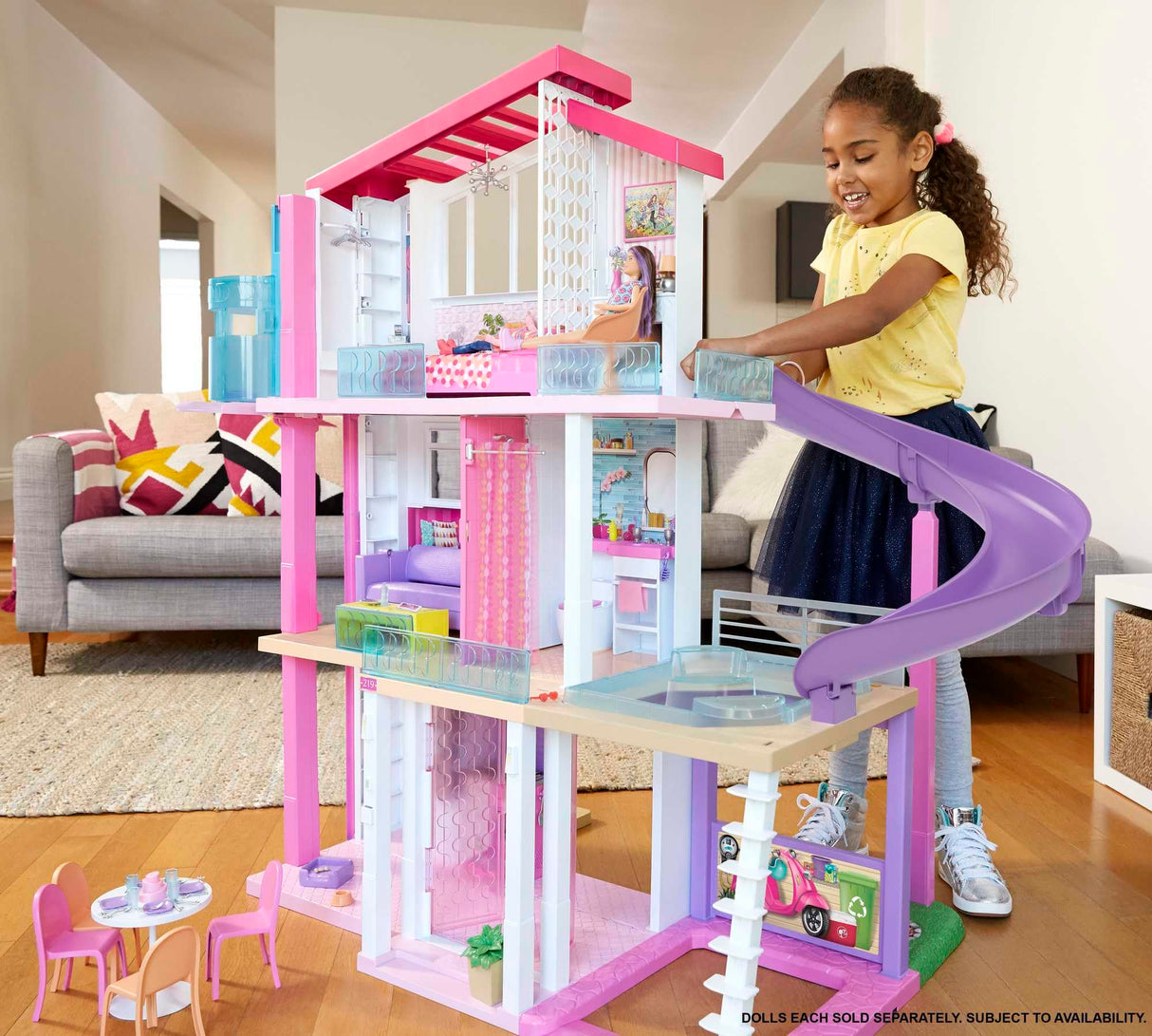 Barbie Dreamhouse Casa de Muñecas - La casa de Sus Sueños , 3 Pisos y 8 Habitaciones - Ascensor - Luz y Sonido - 70 Accesorios Regalo para Niños de 3-7 Años, GNH53