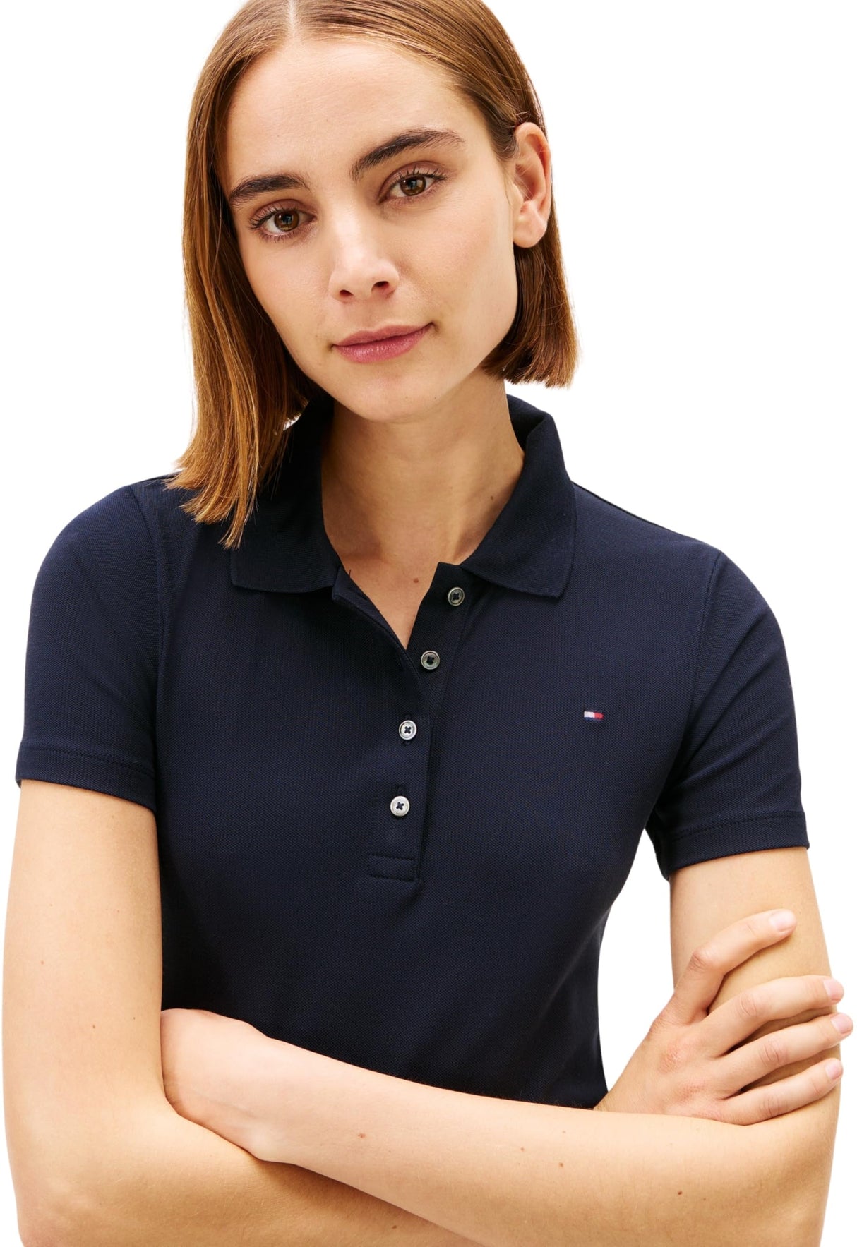 Tommy Hilfiger Vestido Tipo Polo Mujer 1985 Pique Slim Fit, Azul (Desert Sky), S