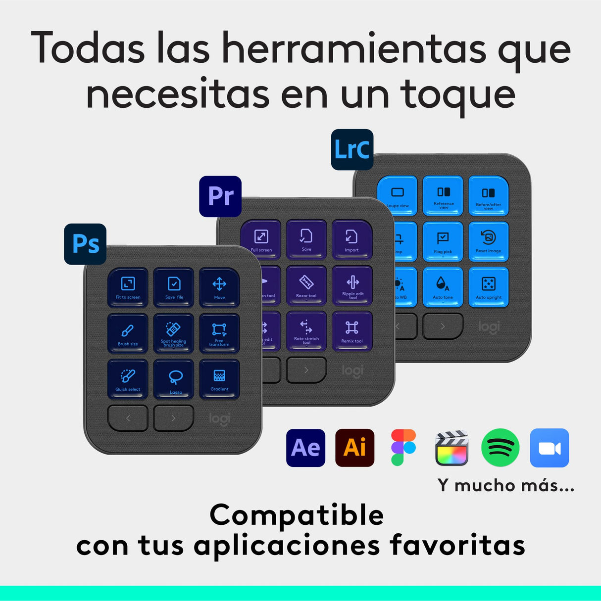Logitech MX Creative Console, keypad programable con 9 teclas LCD personalizables y dial de control para diseño gráfico, edición de vídeo, fotografía, uso con Adobe, Zoom, Spotify - Grafito