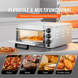 VEVOR Horno de Pizza Comercial Eléctrico de Encimera de Una Sola Capa, Acero Inoxidable con Piedra y Mango, Multiusos para Interiores para Restaurantes, Pretzels Horneados en Casa, 517 x 470 x 266 mm