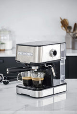 Lacor 69256 - Cafetera espresso con 2 salidas de café y función de calentar/espumar la leche, apta para café molido y cápsulas ESE, 21x26'5x30 cm