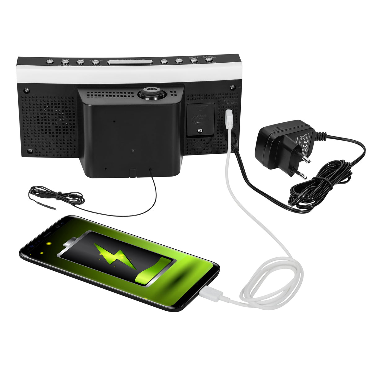 PEDEA 55005200 - Radio (Reloj, FM, 87,5 - 108 MHz, Sintonización automática, LED, Negro, Gris)