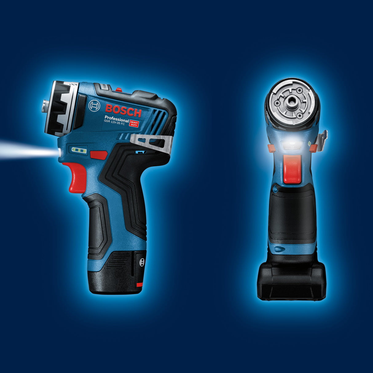 Bosch Professional 12V System GSR 12V-35 FC - Atornillador a batería (Brushless, 35 Nm, 4 cabezales FlexiClick, 2 baterías x 3.0 Ah, en L-BOXX)
