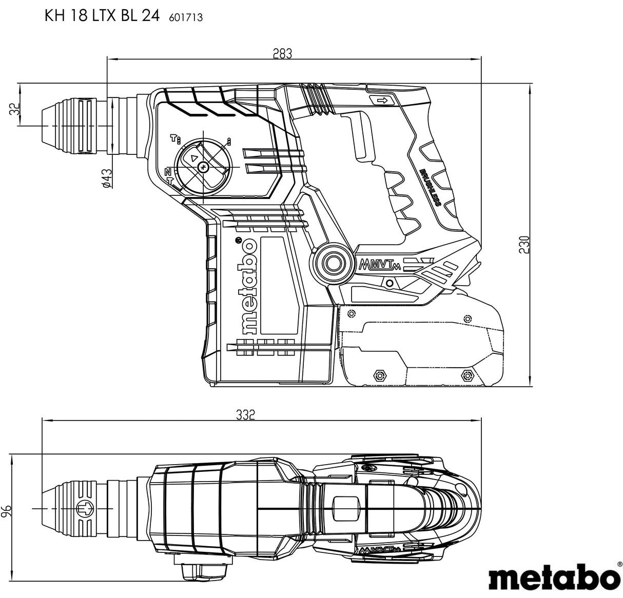 KH 18 LTX BL 24 (601713800) Martillo de batería