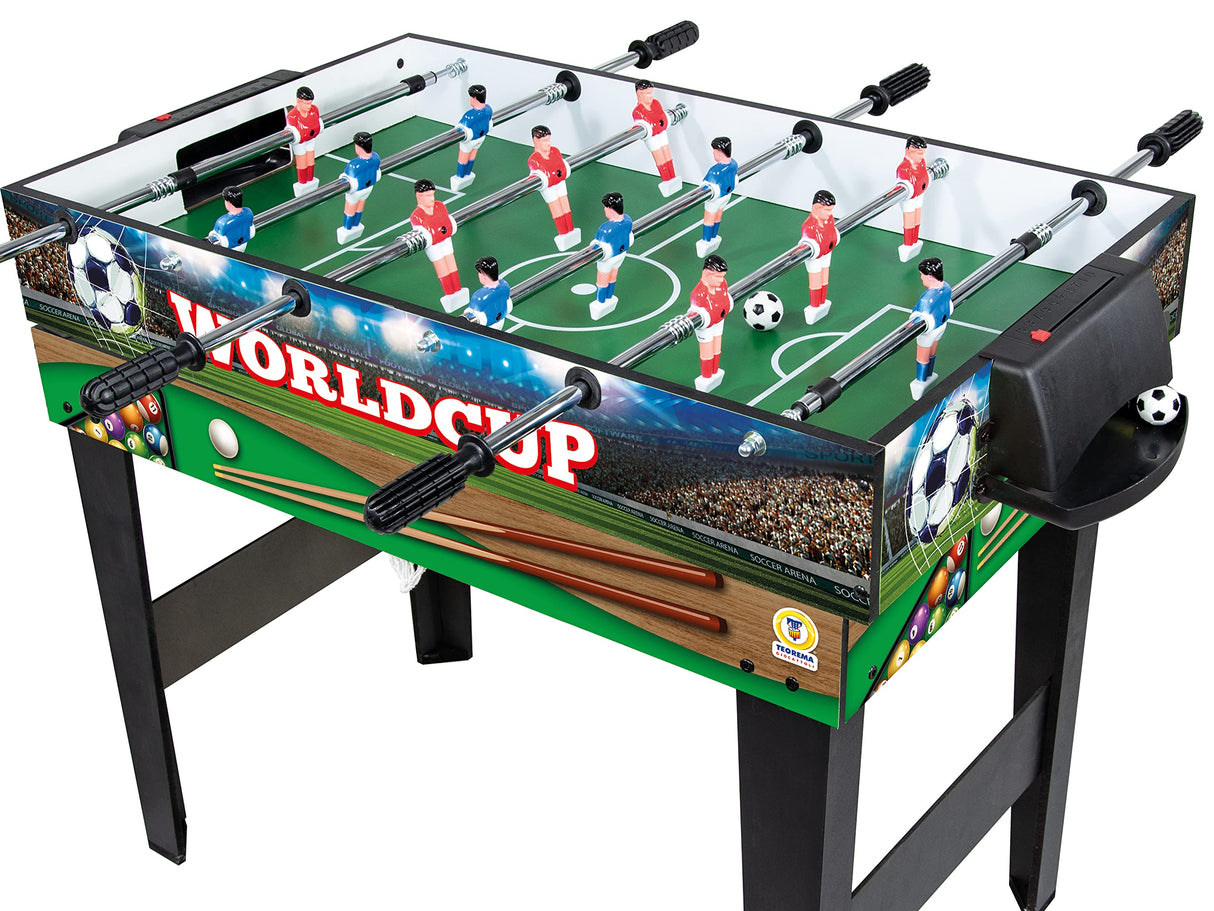 Teorema Giocattoli - Mesa de Juego 4 en 1 de Madera, futbolín, Ping Pong, Air Hockey, Billar, Dimensiones 96 x 86 x 68, 67359