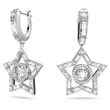Swarovski Pendientes de Aro Stella para Mujer, con Baño de Rodio, Cristales Blancos, Colección Stella de Swarovski