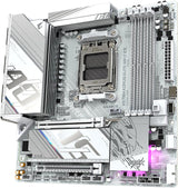 GIGABYTE X870M AORUS Elite WIFI7 Ice Placa Base – Compatible con CPUs AMD Ryzen 9000, VRM Digital de 14+2+2 Fases, hasta 8200 Hz DDR5 (O.C), 1× PCIe 5.0 + 1× PCIe 4.0, Wi-Fi 7, LAN 2.5 GbE, USB 4