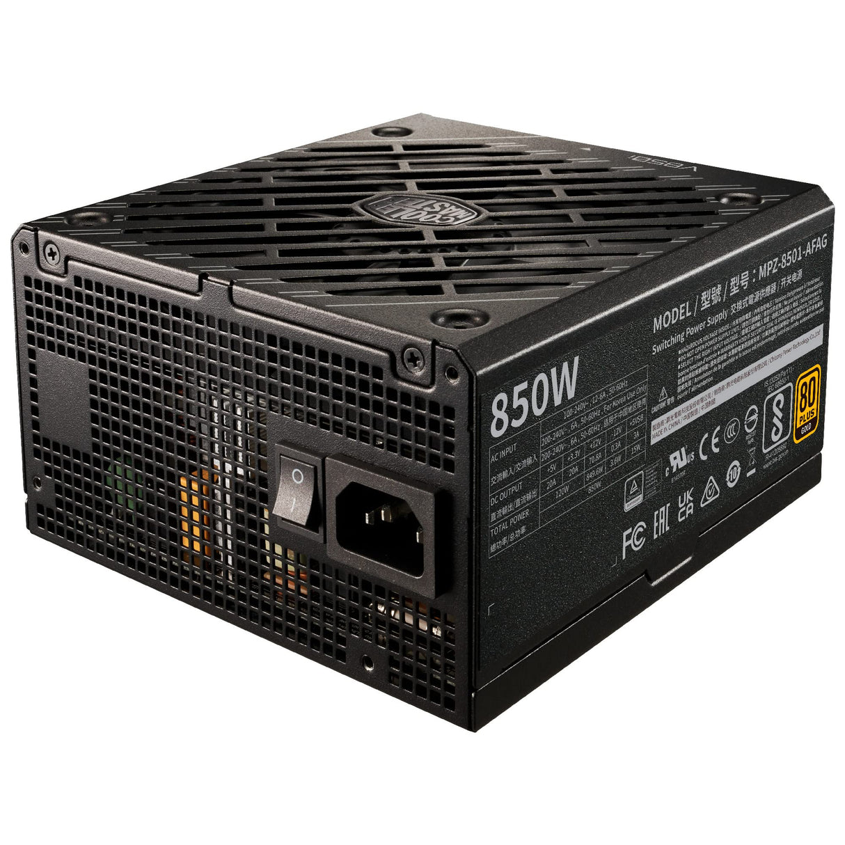 Cooler Master V850 Gold i Multi PSU, Enchufe EU – 850W, 80 PLUS Gold, Totalmente Modular, Semi Digital, Soporte ATX 3.0, Ventilador FDB 135mm, Modo Smart Thermal Control, MasterPlus+, 10 Años Garantía