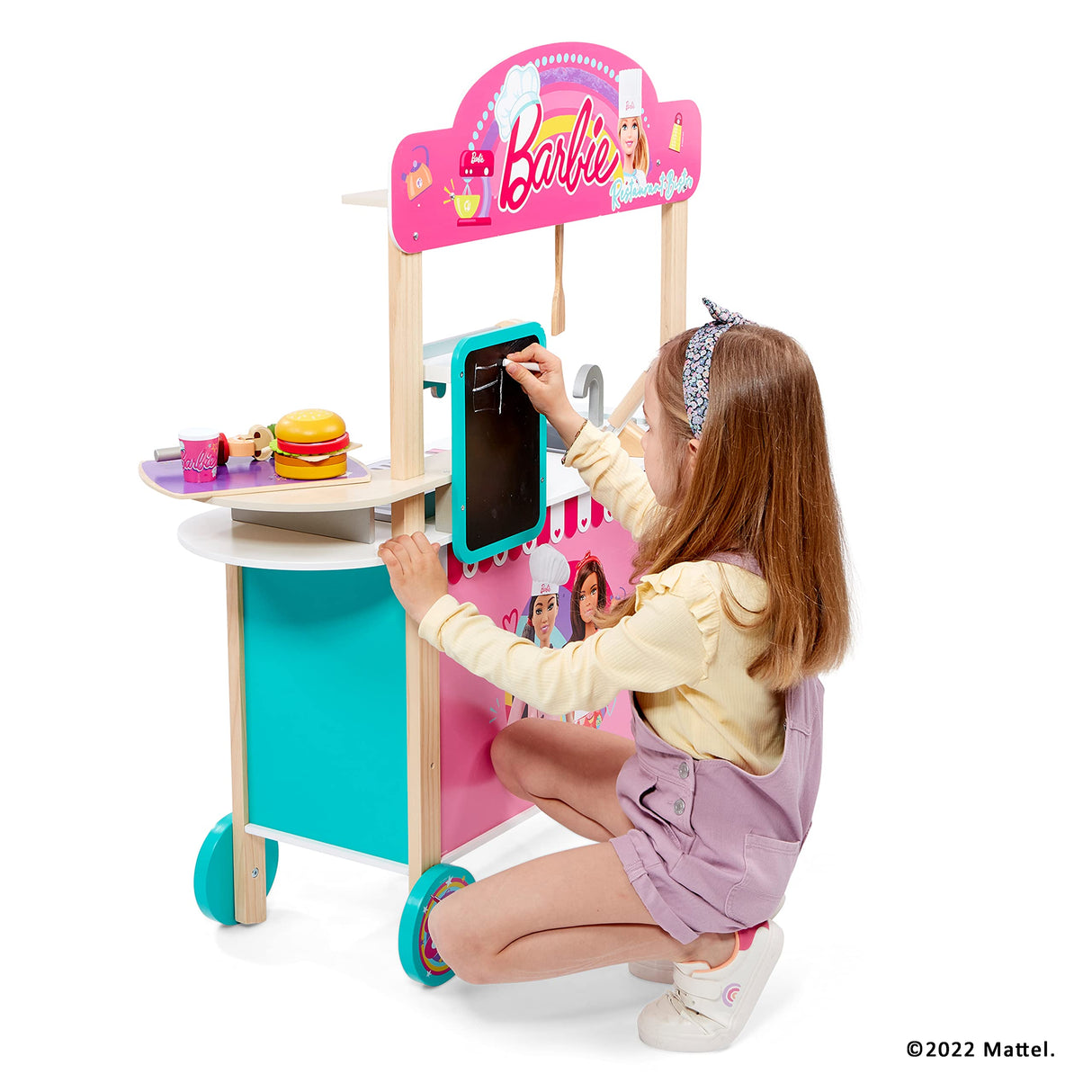 Theo Klein 7329 Cocina de Madera, Barbie Restaurante Tipo bistró, Madera (MDF), con Accesorios de bistró incluidos, Dimensiones: 94 cm x 32 cm x 106 cm, Juguete para niños a Partir de Tres años