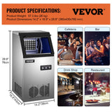 SucceBuy Máquina para Hacer Hielo de Acero Inoxidable de Calidad Alimentaria, Trituradora de Máquina de Hielo Comercial, 280W, 68kg/24 horas, Panel de Control LCD Inteligente