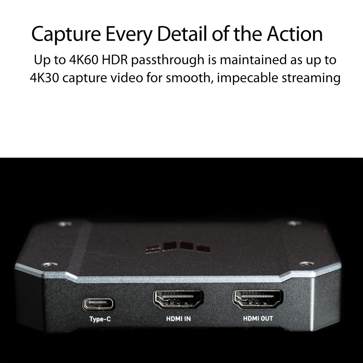 ASUS TUF Gaming Capture Card CU4K30 (4K60 HDR de Paso, Captura 4K30, USB C 3.2, entradas de Audio/Controlador, Certificación OBS, Latencia ultrabaja, PS4 / PS4 Pro / PS5, Xbox One/Series X/S)