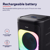 Trust Azura Altavoz Bluetooth Potente 100W para Fiestas, Altavoz Portátil Inalámbrico Luz LED RGB Intemperie IPX4, Altavoces Bluetooth Batería Recargable 11H, 2 Entradas de Micrófono Karaoke