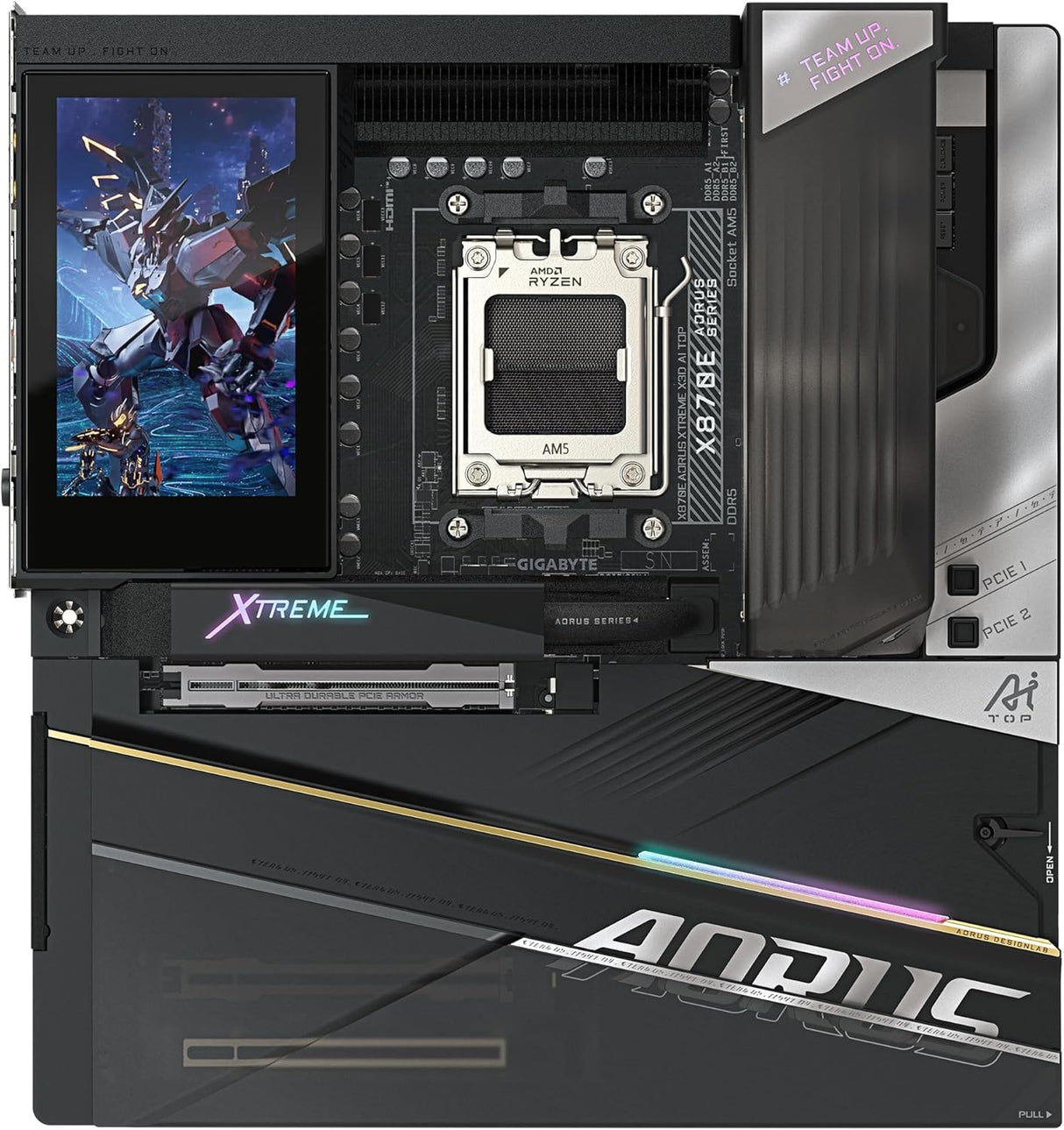 GIGABYTE X870E AORUS Xtreme X3D AI Top Motherboard - Supports AMD Ryzen 9000 Series Processors, 24+2+2 Phase VRM, up to 9000MHz DDR5 (O.C.), 2xPCIe 5.0 M.2 + 3xPCIe 4.0 M.2, Wi-Fi 7