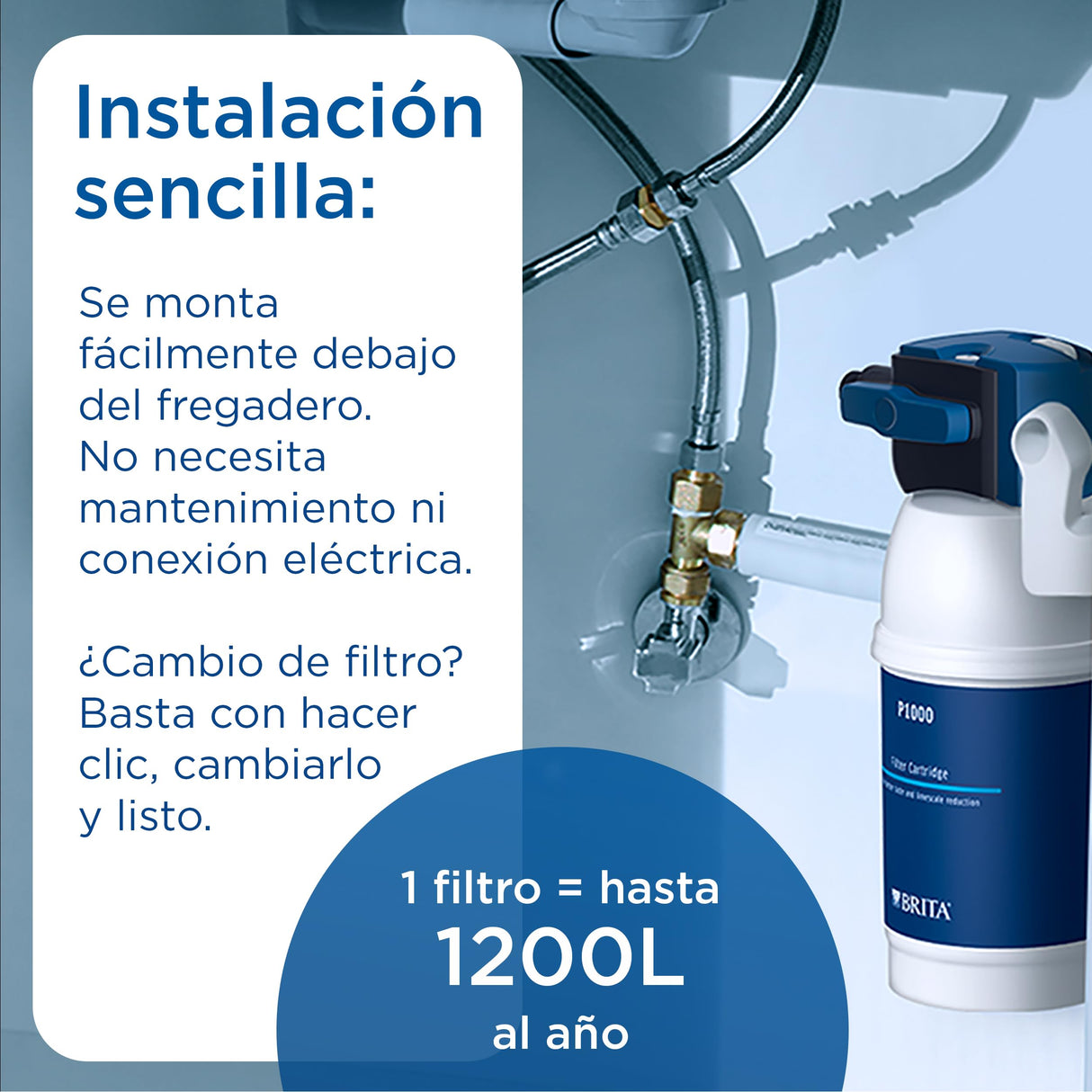 BRITA Sistema de filtración de agua mypure P1 Grifo con cartucho filtrante P1000: reduce la cal, los metales, el cloro y las impurezas para mejorar el sabor y calidad del agua
