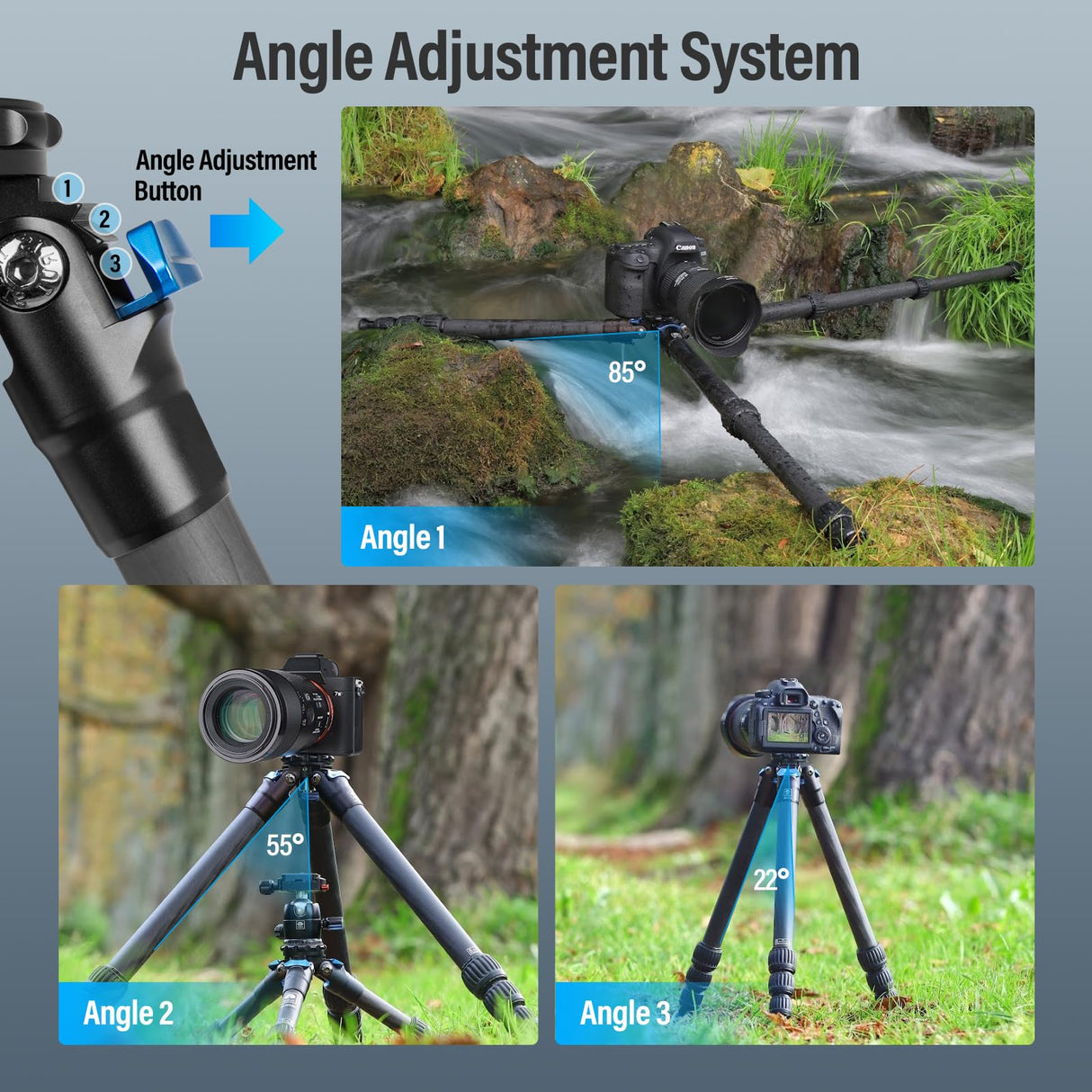 SIRUI AM-284 Profesional Carbono Fibra Travel Viaje tripode trípode Tripod para Camara cámara Reflex fotografia,Altura 7–117.5 cm,Carga Máxima 15 kg,4 Secciones de Patas, Bloqueo de Patas Giratorio