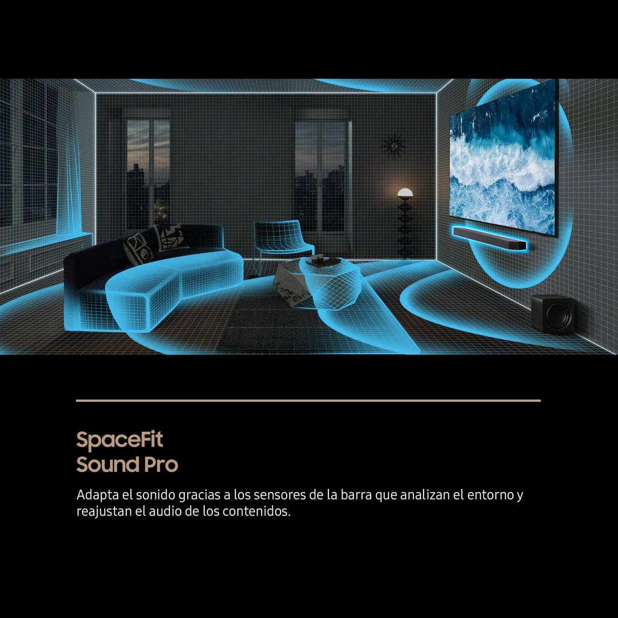 SAMSUNG Barra de Sonido HW-Q800F/ZF 2025 - Dolby Atmos inalámbrico, Q-Symphony, 5.1.2 Canales, SpaceFit Sound Pro y Compatible con asistentes de Voz