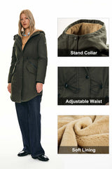 Orolay Chaqueta Mujer Invierno Parka de Mujer con Capucha y Forro Polar Chaqueta Acolchada para el Invierno Verde L