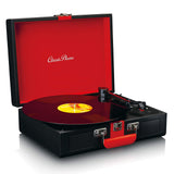 Classic Phono by Lenco TT-110 - Plato Giratorio - 33, 45 y 78 RPM - Bluetooth - transmisión por Correa - 2 Altavoces - Entrada Auxiliar, Salida RCA, 3,5 mm - Negro/Rojo