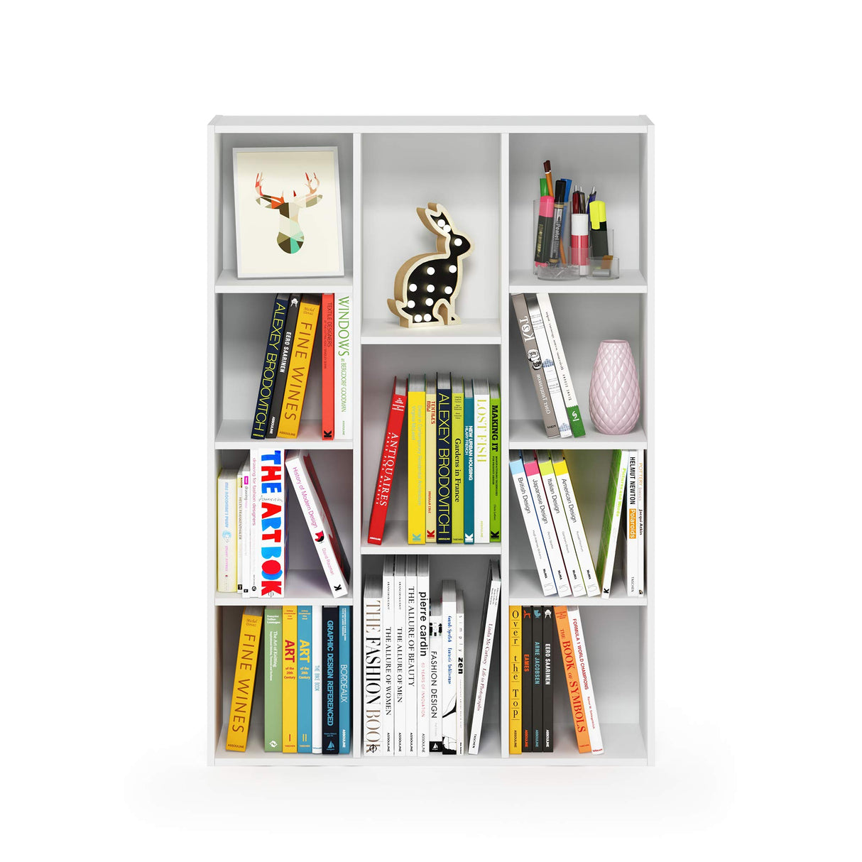 Furinno Luder Estantería Abierta Librería de 11 Cubos, Blanco