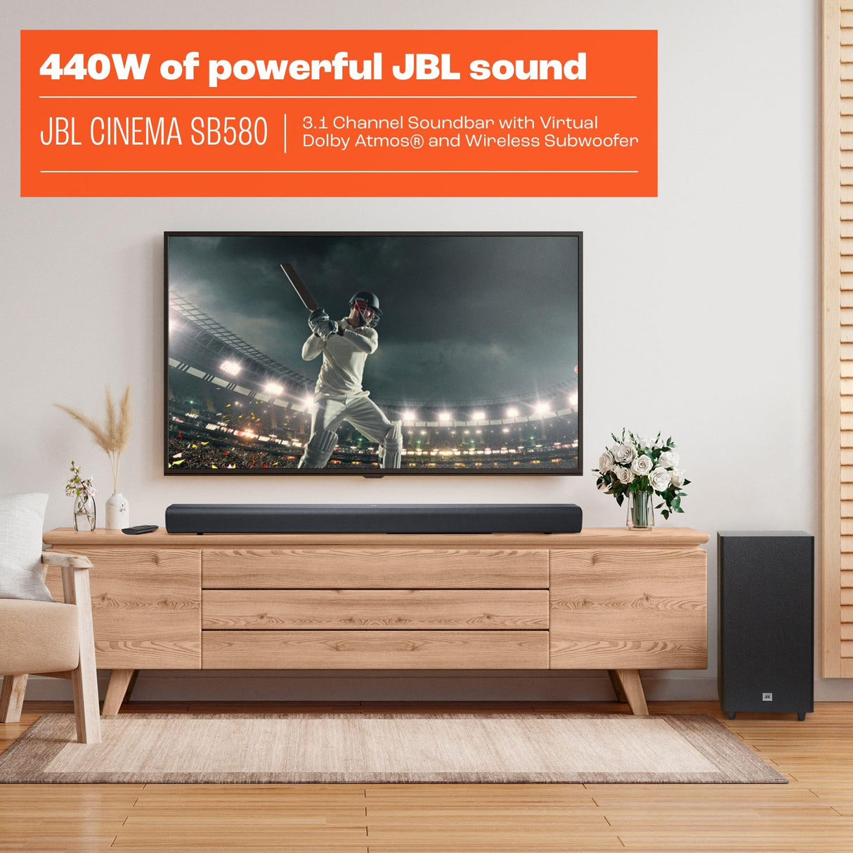 JBL Cinema SB580 - Barra de Sonido 3.1 y Altavoz de Graves inalámbrico