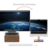 Twelve South HiRise Pro para iMac/Pantallas/Monitores | Soporte Ajustable en Altura con Almacenamiento, Frontal Reversible + Revestimiento de Cuero (Plata)