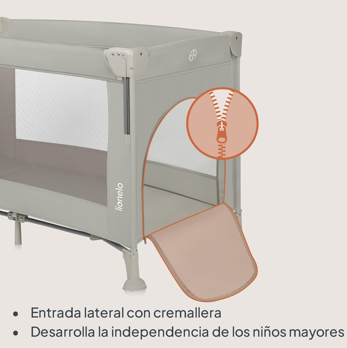 lionelo Ellen Cuna de Viaje 3 en 1 de 0 a 3 años, Cuna Colecho para Recién Nacidos y Mayores hasta 15 kg, 2 Alturas de Colchón, Correas de Amarre, Entrada Lateral con Cremallera, 2 Ruedas Bolsa
