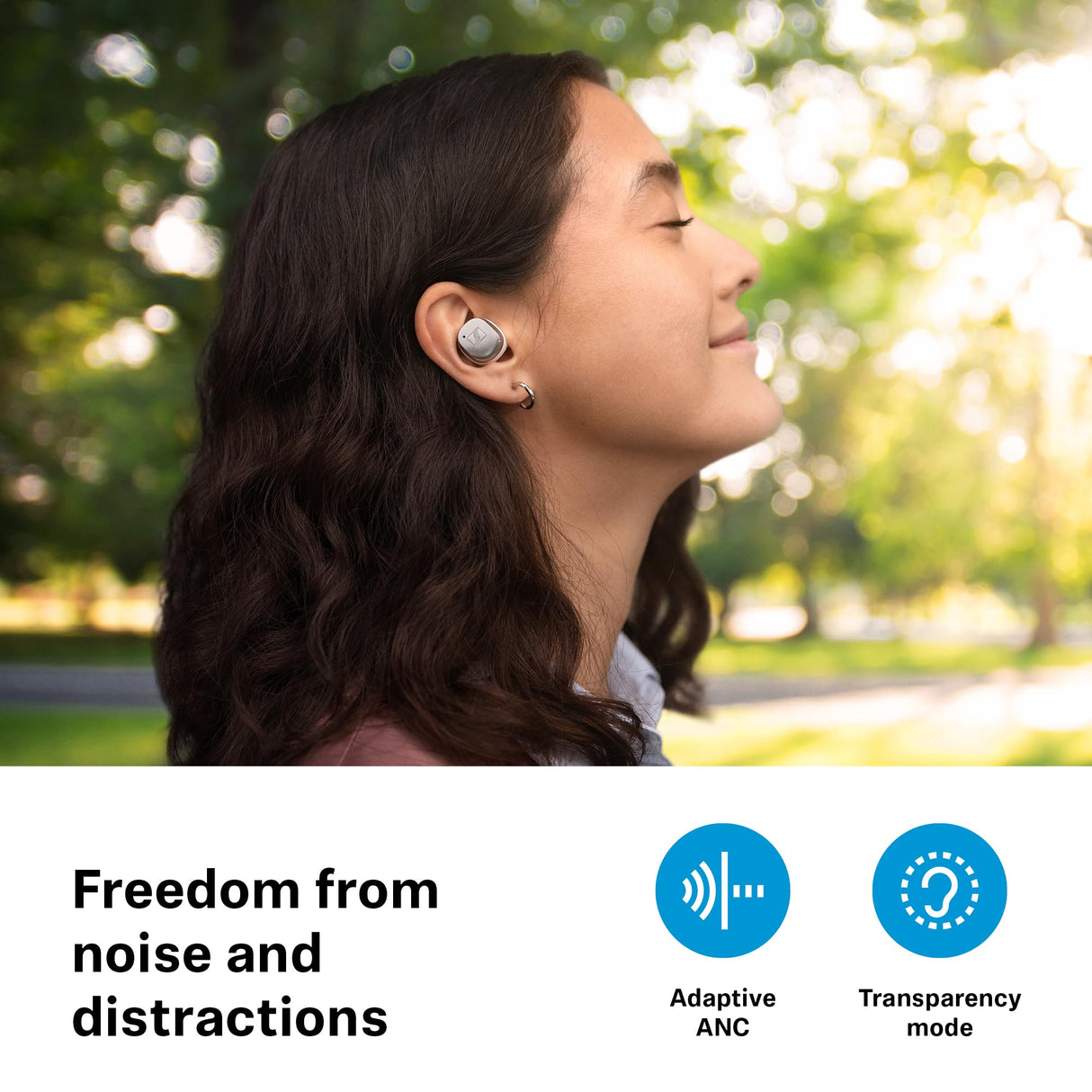 Sennheiser MOMENTUM True Wireless 4 auriculares inteligentes - Bluetooth 5.4, sonido nítido, diseño cómodo, 30 horas de autonomía y cancelación de ruido activa adaptativa - blanco plata
