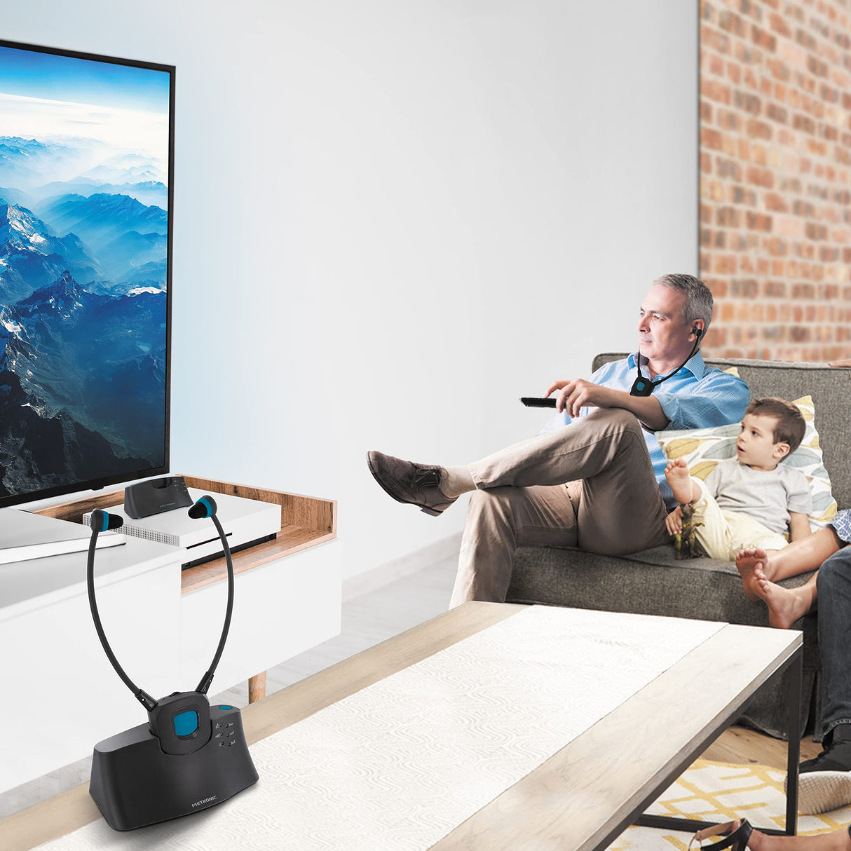 Metronic 480183 - Auriculares sin cable para TV "SERENITÉ", con micro y base de carga