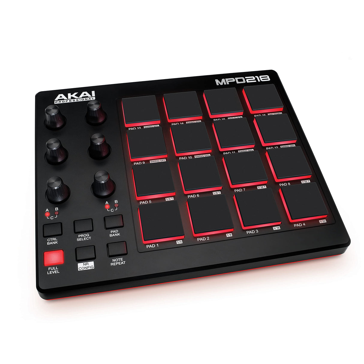 AKAI Professional MPD218 - Controlador de pad MIDI/máquina de pad de percusión/creador de ritmos con 16 pads, controles asignables, software de producción incluido