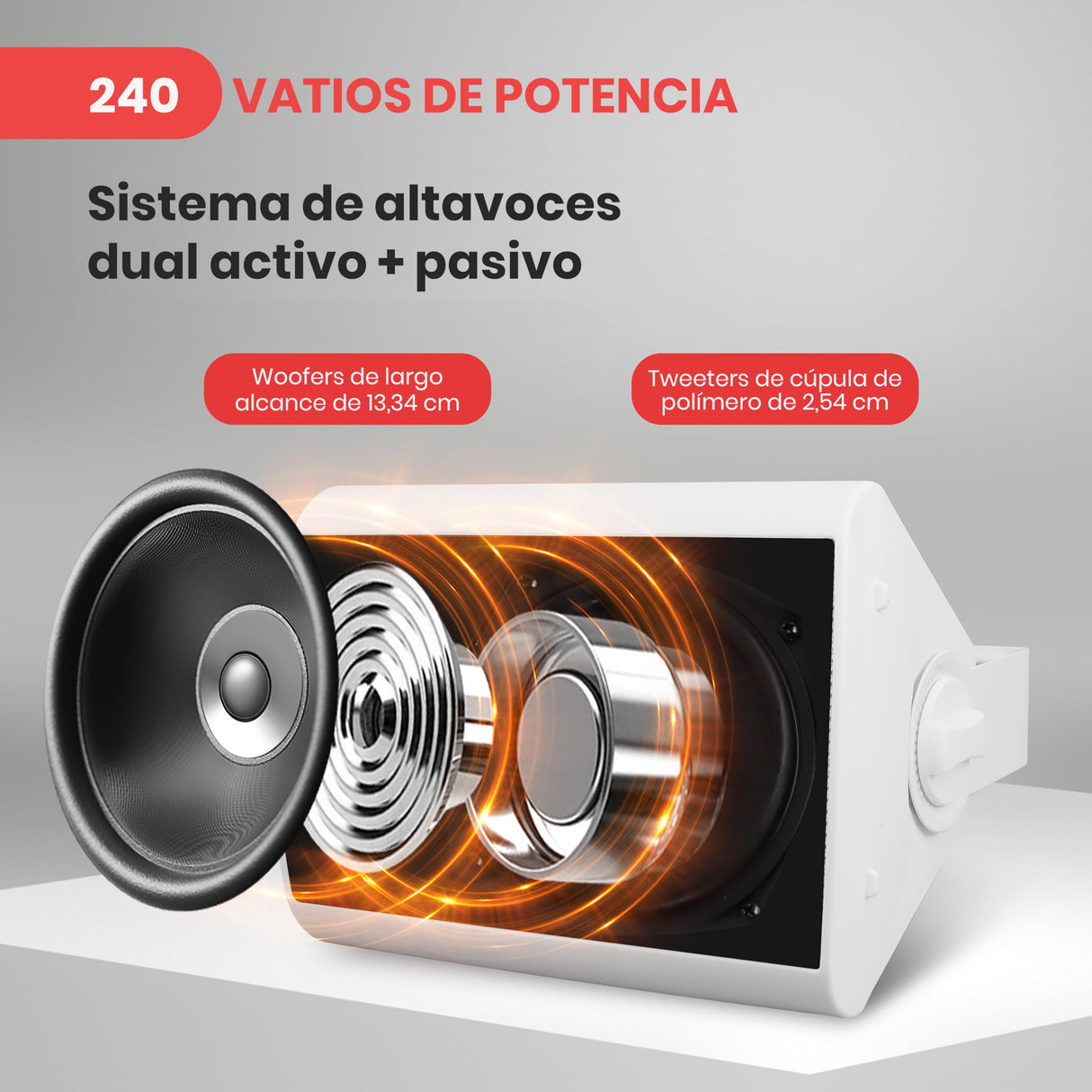 Pyle Sistema de par de Altavoces, Activo, Pasivo, Resistentes a la Intemperie, Inalambricos, Sonido Estereo, Interiores, Exteriores, AUX, Bluetooth, Blanco