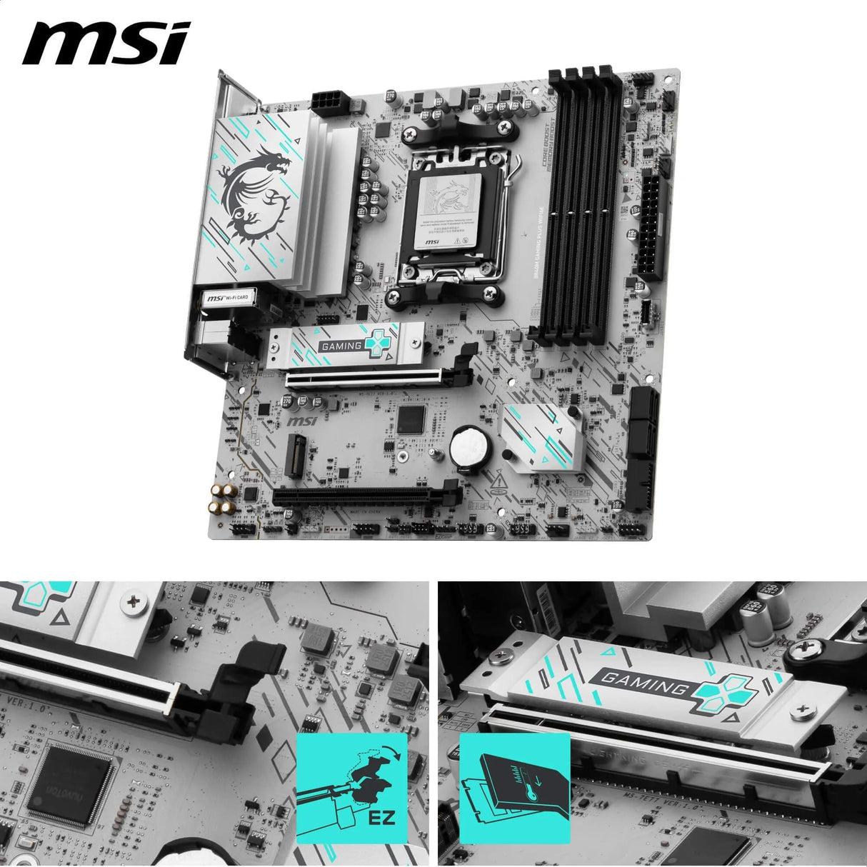MSI Placa Base B840M Gaming Plus WIFI6E, mATX. Soporta procesadores AMD Ryzen 9000/8000/7000, AM5 - DDR5 Memory Boost 8000+ MT/s (OC), PCIe 4.0 x16, M.2 Gen4, Wi-Fi 6E, 2.5G LAN