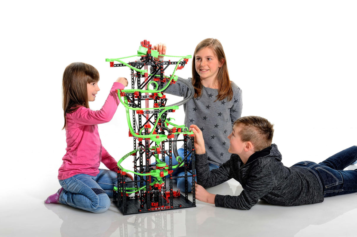 fischertechnik circuito de canicas Dynamic XXL, 544619 – juego de construcción, juguete educativo, con looping y LED arcoíris, a partir de 9 años