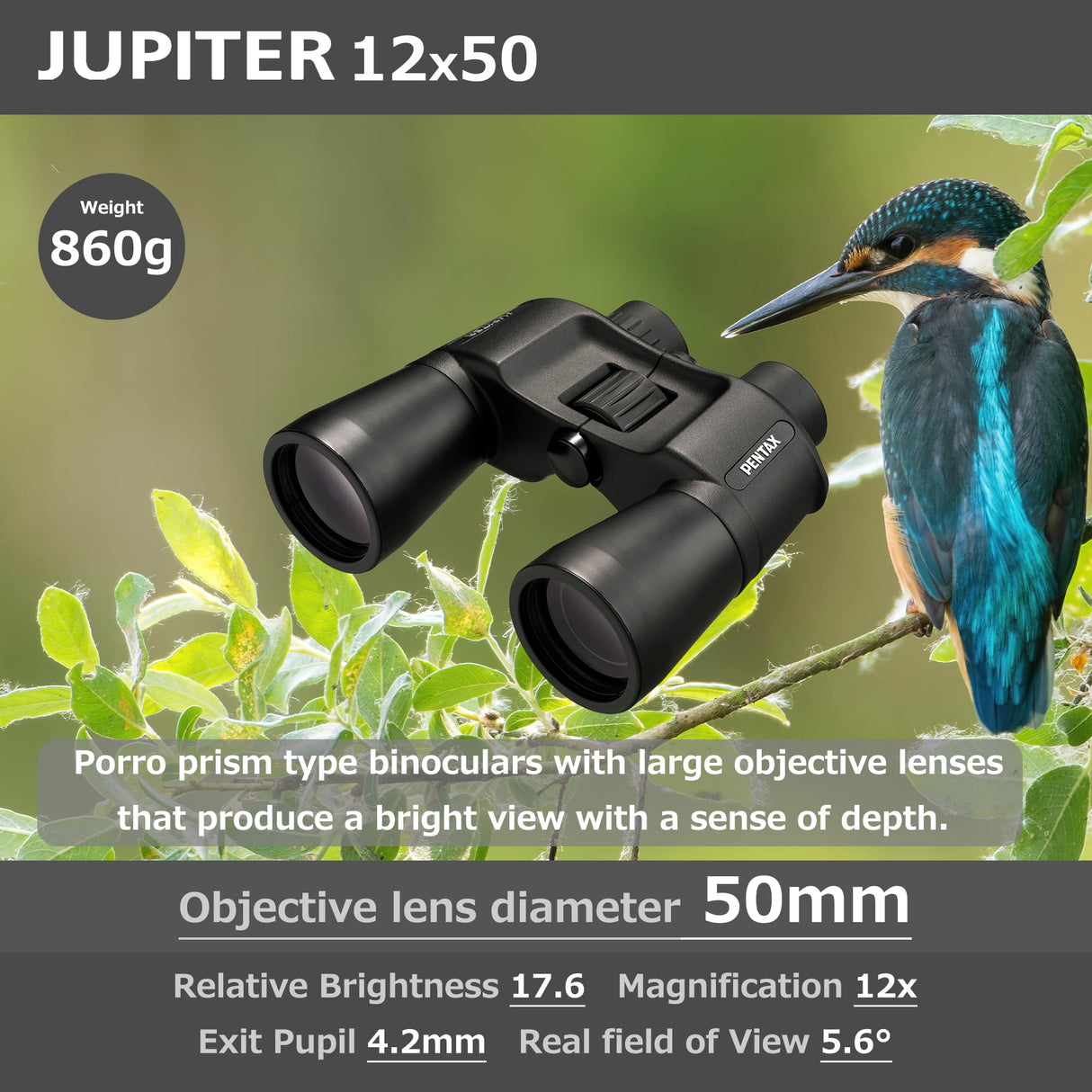 Pentax Prismático Jupiter 12X50, Negro