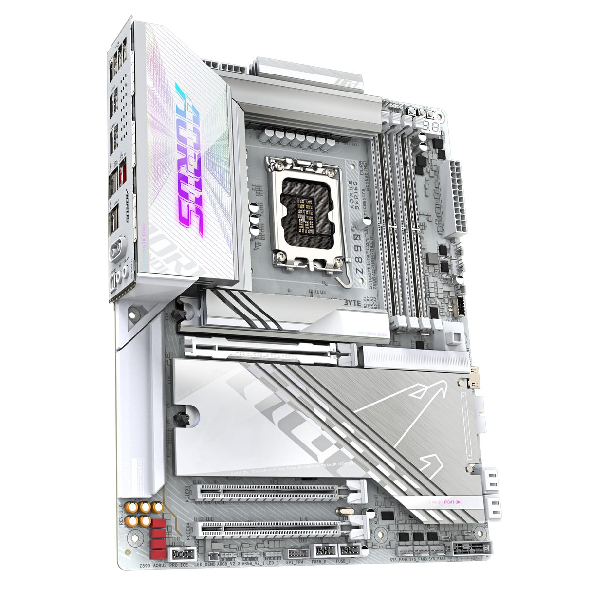 GIGABYTE Placa Base Z890 AORUS Pro Ice - Compatible con procesadores Intel Core Ultra (Serie 2), 16+1+2 Fases VRM, hasta 9500MHz DDR5 (OC), 1xPCIe 5.0 + 4xPCIe 4.0, Wi-Fi 7, LAN 5GbE, Thunderbolt 4
