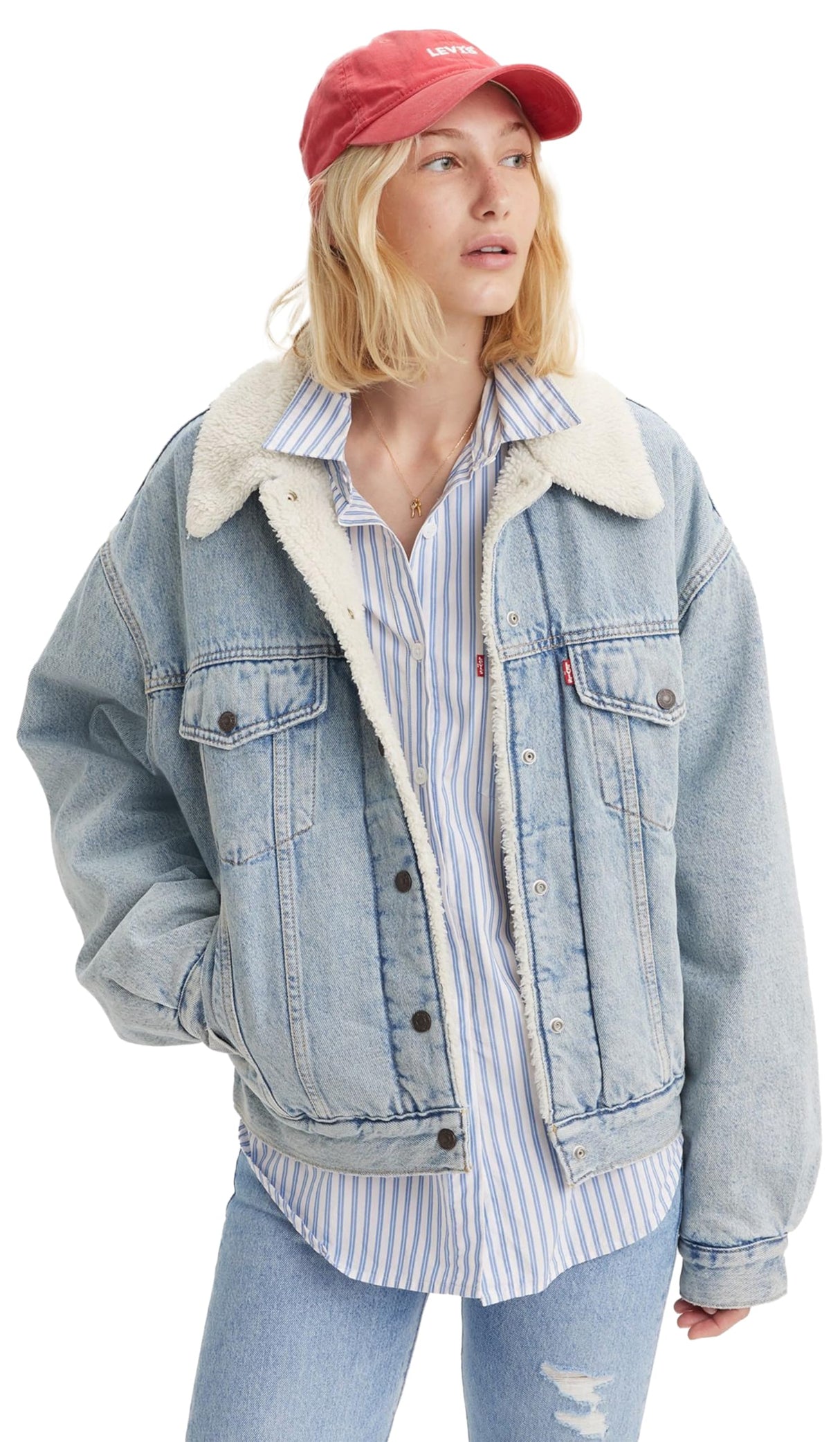 Levi's 90S Sherpa Trucker, Chaqueta de jean Mujer, Morning Sunlight,