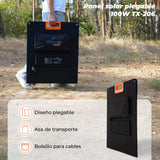 Panel solar plegable TX-206 de 100 W de Technaxx, Cargador solar monocristalino portátil para todas las fuentes de alimentación habituales con salidas USB-A/USB-C/XT60/DC7909/MC4/Anderson