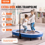 VEVOR Trampolín para Niños, Interior y Exterior, Mini Trampolín Plegable con Asa, Trampolín Rebotador para Niños de 3 Años en Adelante, Niños y Niñas para Divertirse, Azul, 1435 x 970 x (965-1285) mm