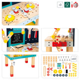 Janod - Mesa Grande Robot Brico'Kids - Juego de Bricolaje Infantil - 51 Accesorios + 3 Herramientas + 1 Robot - Juego de Imitación - Desarrolla la Motricidad Fina - A Partir de 36 Meses, J06457