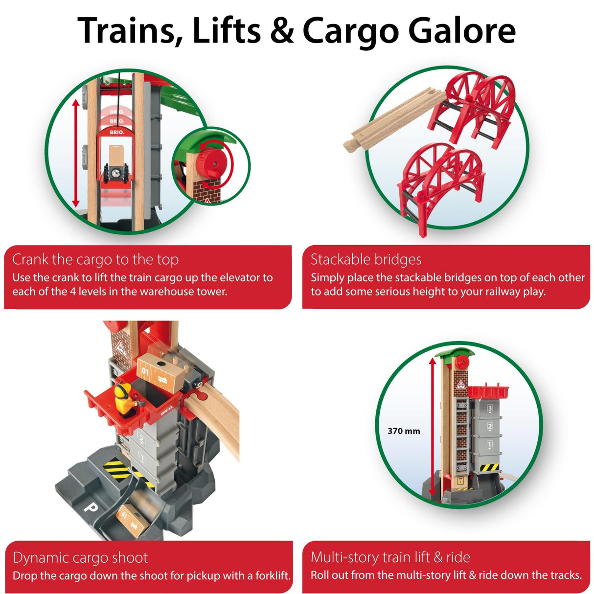 Brio World - Set Almacén Levanta y Carga, BRIO World Ferrocarriles, Set de Construcción de Madera, Juguete para Niños y Niñas 3+ Años, 32 piezas