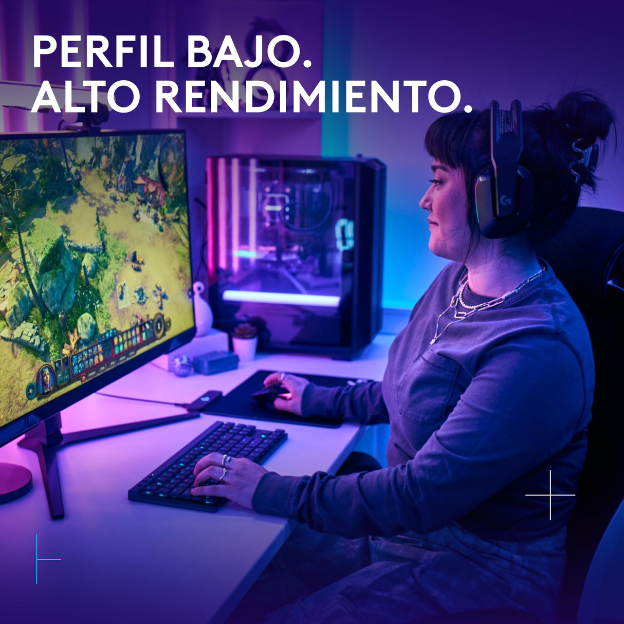 Logitech G G515 Lightspeed TKL de Perfil bajo Teclado para Gaming inalámbrico, RGB LIGHTSYNC, diseño Fino sin Teclado numérico, Teclas de PBT, interruptores mecánicos táctiles, QWERTY Español - Negro