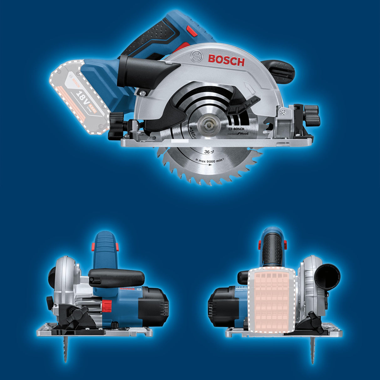 Bosch Professional 18V System GKS 18V-57 G - Sierra circular a batería (disco Ø 165 mm, sin batería, en L-BOXX)
