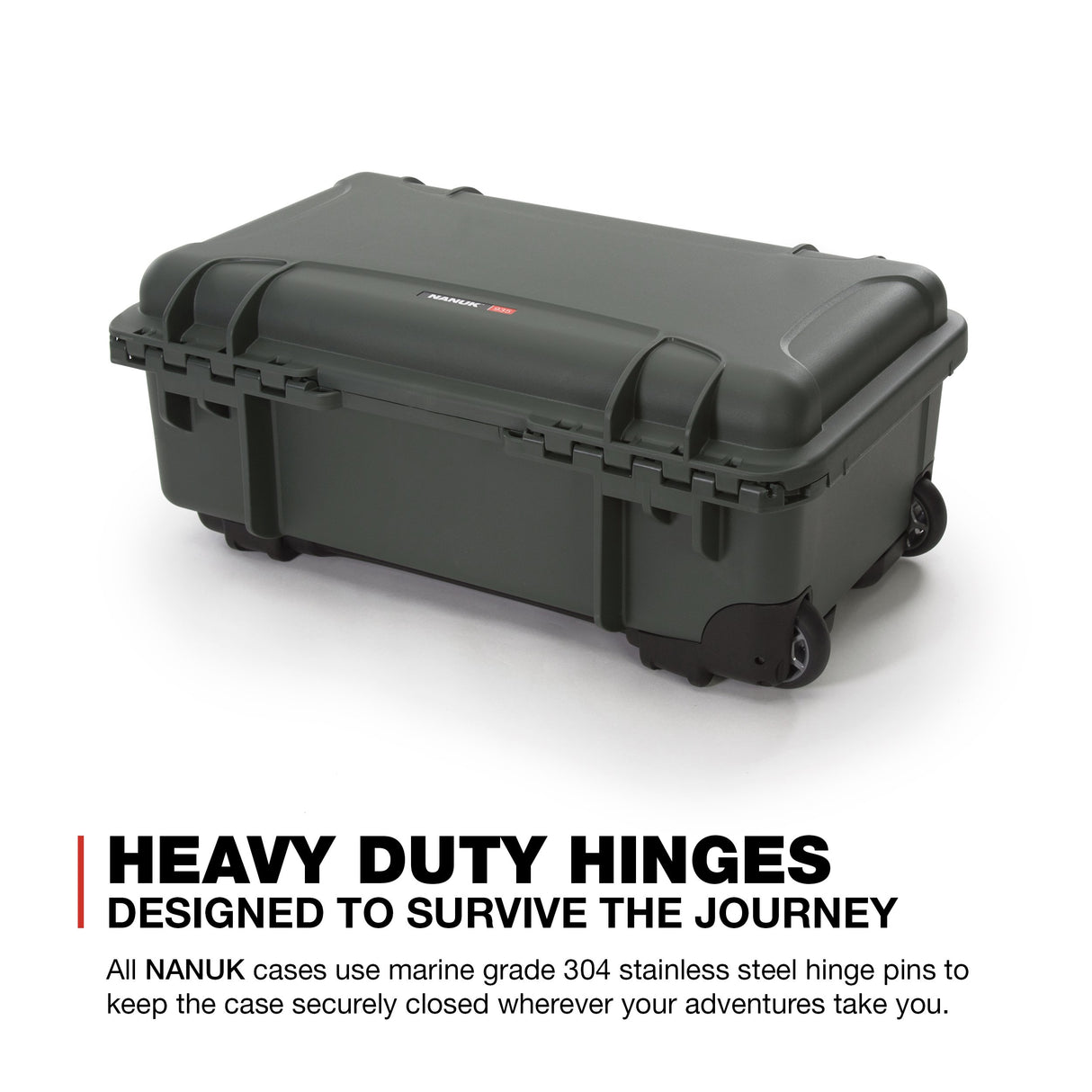 Nanuk 935 - Funda rígida Impermeable con Ruedas y Divisor Acolchado, Color Verde Oliva