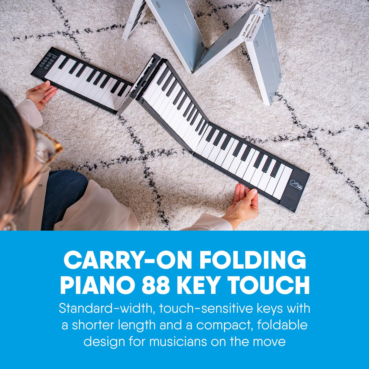 Blackstar BA215011 Carry-on FP-88 - Piano digital plegable portátil con 88 teclas táctiles, color negro, portátil, plegable, controlador MIDI USB con batería recargable