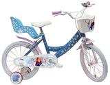 JNHCD Vélo Reine Des Neiges 16'' Fille Casque. Bicicleta de 16 Pulgadas para niños, Frozen y Casco, Azul y Blanco
