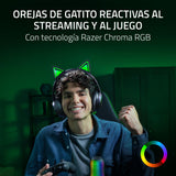 Razer Kraken Kitty V3 Pro - Auriculares inalámbricos RGB Kitty para Juegos - Orejas de Gato reactivas para Streaming - Diafragma 40mm - Hyperspeed Wireless y Bluetooth - THX Spatial Audio | Negro