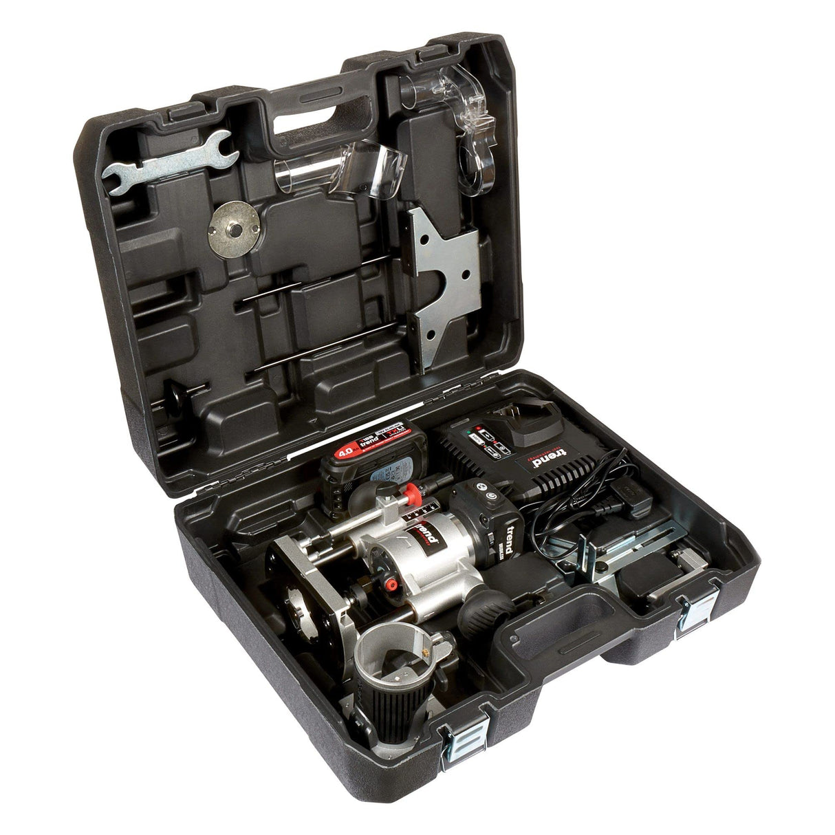 Trend Kit dde enrutador sin escobillas de T18S 18V (1 batería de 2 Ah y cargador rápido), T18S/R14K1/E