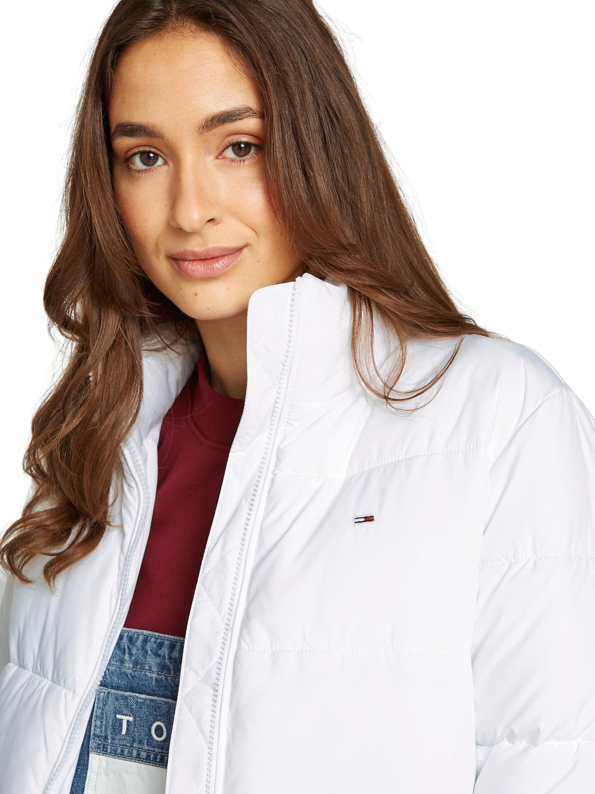 Tommy Jeans Abrigo de Plumas Mujer Maxi Essential Puffer Hasta Las Rodillas, Blanco (White), XS